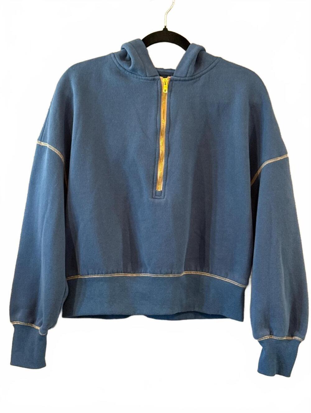 PrettyGarden Blue Half-Zip Hoodie Sweatshirt Medium